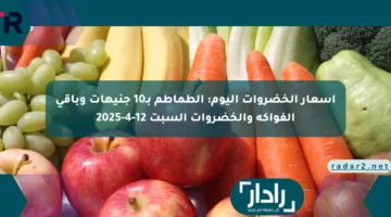 أسعار الخضروات اليوم: الطماطم بـ10 جنيهات وباقي الفواكه والخضروات السبت 12-4-2025