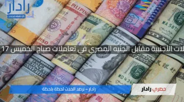 أسعار العملات الأجنبية مقابل الجنيه المصري في تعاملات صباح الخميس 17 أبريل 2025