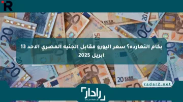 بكام النهارده؟ سعر اليورو مقابل الجنيه المصري الأحد 13 أبريل 2025