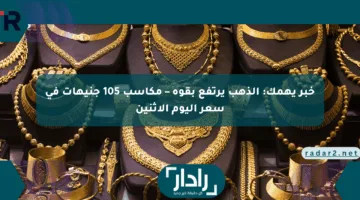 خبر يهمك: الذهب يرتفع بقوة – مكاسب 105 جنيهات في سعر اليوم الاثنين