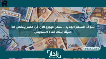 شوف السعر الجديد.. سعر اليورو الآن في مصر يتخطى 58 جنيهًا ببنك قناة السويس