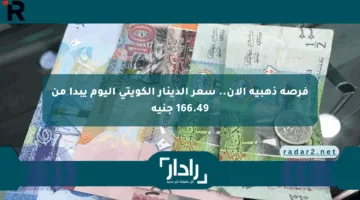 فرصة ذهبية الآن.. سعر الدينار الكويتي اليوم يبدأ من 166.49 جنيه