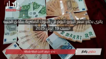 ياترى بكام: سعر اليورو اليوم في البنوك المصرية مقابل الجنيه السبت 19 أبريل 2025