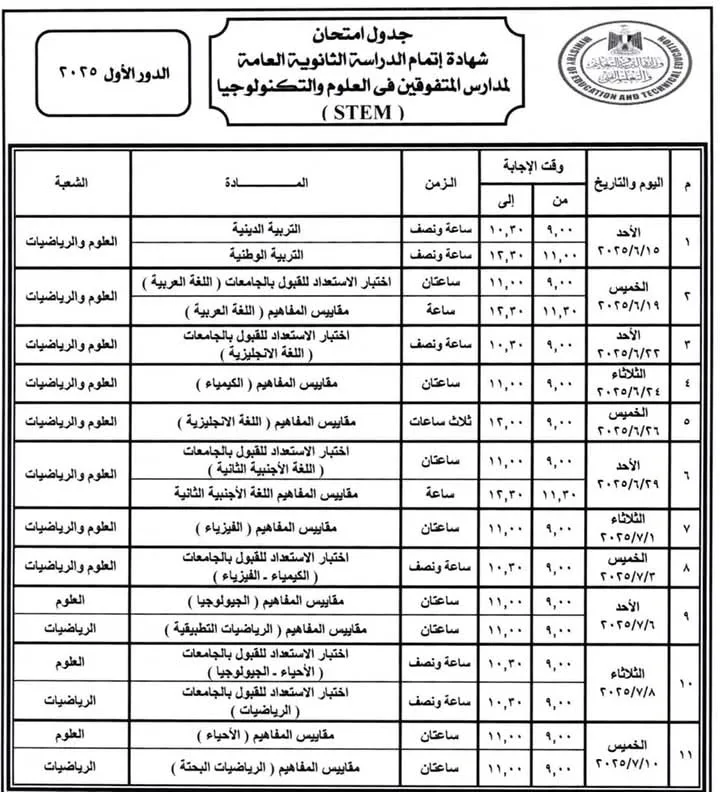 عاجل... أرقام جلوس الثانوية العامة 2025 وجدول الامتحانات الجديد بعد التعديل
