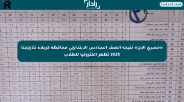 «حصري الآن» نتيجة الصف السادس الابتدائي محافظة كربلاء نتائجنا 2025 تظهر إلكترونيا للطلاب