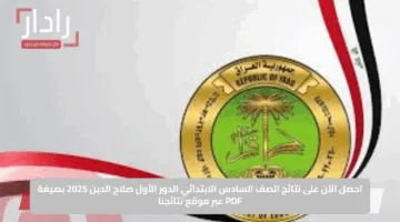 احصل الآن على نتائج الصف السادس الابتدائي الدور الأول صلاح الدين 2025 بصيغة PDF عبر موقع نتائجنا