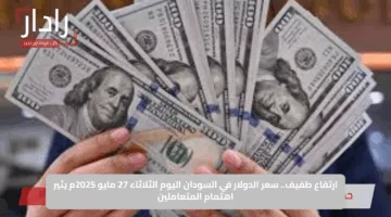 ارتفاع طفيف.. سعر الدولار في السودان اليوم الثلاثاء 27 مايو 2025م يثير اهتمام المتعاملين