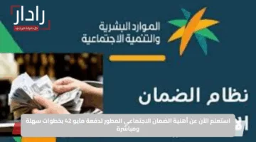 استعلم الآن عن أهلية الضمان الاجتماعي المطور لدفعة مايو 42 بخطوات سهلة ومباشرة
