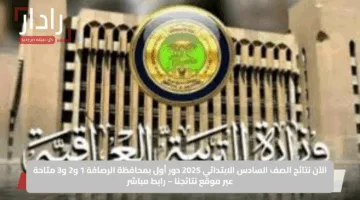 الآن نتائج الصف السادس الابتدائي 2025 دور أول بمحافظة الرصافة 1 و2 و3 متاحة عبر موقع نتائجنا – رابط مباشر