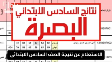 “ظهرت هسه”.. الاستعلام عن نتيجة الصف السادس الابتدائي الدور الأول 2025 البصرة عبر الموقع الرسمي