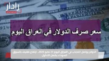 الدولار يواصل التذبذب في العراق اليوم 27 مايو 2025.. ارتفاع طفيف بالسوق السوداء يشعل التداول