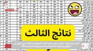 “تابع معنا فورًا”.. موعد إعلان نتائج الثالث المتوسط 2025 الدور الأول في العراق وكيفية الاستعلام بالاسم ورقم الامتحان PDF