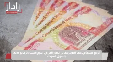 تراجع بسيط في سعر الدولار مقابل الدينار العراقي اليوم السبت 24 مايو 2025 بالسوق السوداء