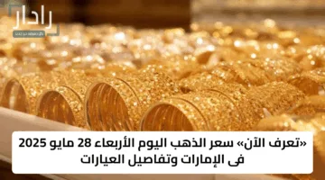 «تعرف الآن» سعر الذهب اليوم الأربعاء 28 مايو 2025 فى الإمارات وتفاصيل العيارات