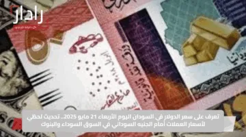 تعرف على سعر الدولار في السودان اليوم الأربعاء 21 مايو 2025.. تحديث لحظي لأسعار العملات أمام الجنيه السوداني في السوق السوداء والبنوك