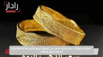 “حماية مدخراتك”.. سعر مثقال الذهب في العراق اليوم الاثنين 26\5\2025 وآخر تحديثات البيع والشراء