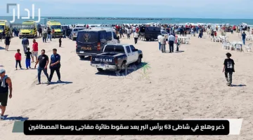 ذعر وهلع في شاطئ 63 برأس البر بعد سقوط طائرة مفاجئ وسط المصطافين وجار البحث عن الضحايا