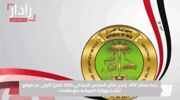 رابط مباشر PDF.. إعلان نتائج السادس الابتدائي 2025 الكرخ الأولى عبر موقع نتائجنا ووزارة التربية moedu.gov.iq