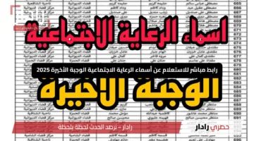 “اكتشف الآن”.. رابط مباشر للاستعلام عن أسماء الرعاية الاجتماعية الوجبة الأخيرة 2025 في لحظات