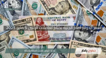 “كم وصل الأخضر؟”.. سعر الدولار أمام الجنيه بختام تعاملات الإثنين 5 مايو 2025 في البنوك