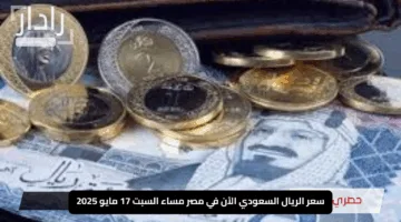 سعر الريال السعودي الآن في مصر مساء السبت 17 مايو 2025.. تحديث فوري وتحركات مفاجئة
