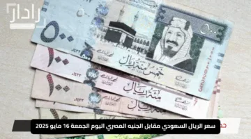 “في دائرة الضوء”.. سعر الريال السعودي مقابل الجنيه المصري اليوم الجمعة 16 مايو 2025