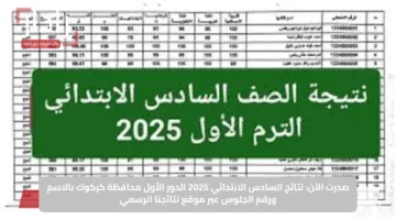 صدرت الآن: نتائج السادس الابتدائي 2025 الدور الأول محافظة كركوك بالاسم ورقم الجلوس عبر موقع نتائجنا الرسمي