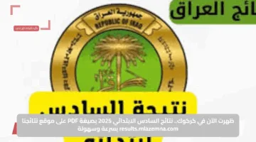 ظهرت الآن في كركوك.. نتائج السادس الابتدائي 2025 بصيغة PDF على موقع نتائجنا results.mlazemna.com بسرعة وسهولة