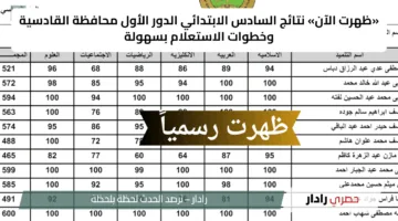 نتائج السادس الابتدائي الدور الأول تربية الكرخ الثالثة عبر موقع نتائجنا بالاسم والرقم الامتحاني