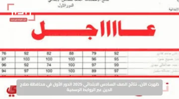ظهرت الآن.. نتائج الصف السادس الابتدائي 2025 الدور الأول في محافظة صلاح الدين عبر الروابط الرسمية