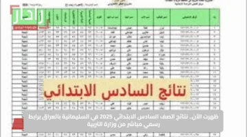 ظهرت الآن.. نتائج الصف السادس الابتدائي 2025 في السليمانية بالعراق برابط رسمي مباشر من وزارة التربية