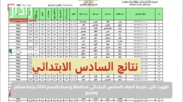 ظهرت الآن.. نتيجة الصف السادس الابتدائي محافظة واسط بالاسم 2025 برابط مباشر وسريع