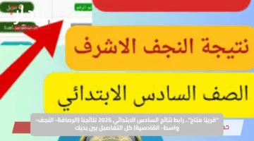 “قريبًا متاح”.. رابط نتائج السادس الابتدائي 2025 نتائجنا (الرصافة- النجف- واسط- القادسية) كل التفاصيل بين يديك