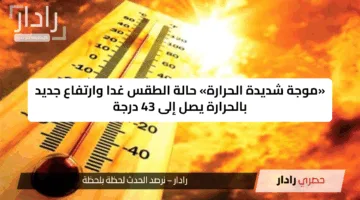 «موجة شديدة الحرارة» حالة الطقس غدا وارتفاع جديد بالحرارة يصل إلى 43 درجة