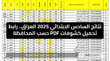رابط نتائج السادس الابتدائي 2025 العراق..رابط تحميل كشوفات PDF حسب المحافظة