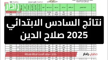 من هنا رابط نتائج السادس الابتدائي 2025 صلاح الدين: اعرف  النتيجة فور ظهورها 
