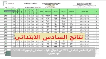 استعلم من هنا.. نتائج السادس الابتدائي 2025 في العراق بالرقم الامتحاني لجميع المحافظات فور صدورها