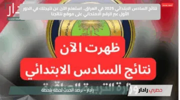 نتائج السادس الابتدائي 2025 في العراق.. استعلم الآن عن نتيجتك في الدور الأول عبر الرقم الامتحاني على موقع نتائجنا