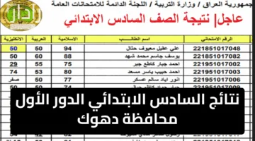 بشرى سارّة.. نتائج السادس الابتدائي الدور الأول محافظة دهوك PDF تظهر رسميًا الآن