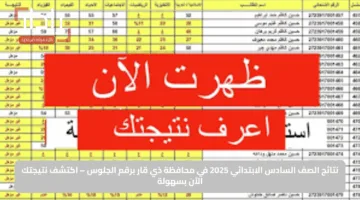 نتائج الصف السادس الابتدائي 2025 في محافظة ذي قار برقم الجلوس – اكتشف نتيجتك الآن بسهولة