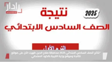 نتائج الصف السادس الابتدائي 2025 محافظة صلاح الدين ظهرت الآن على موقع نتائجنا وموقع وزارة التربية بالكود الامتحاني