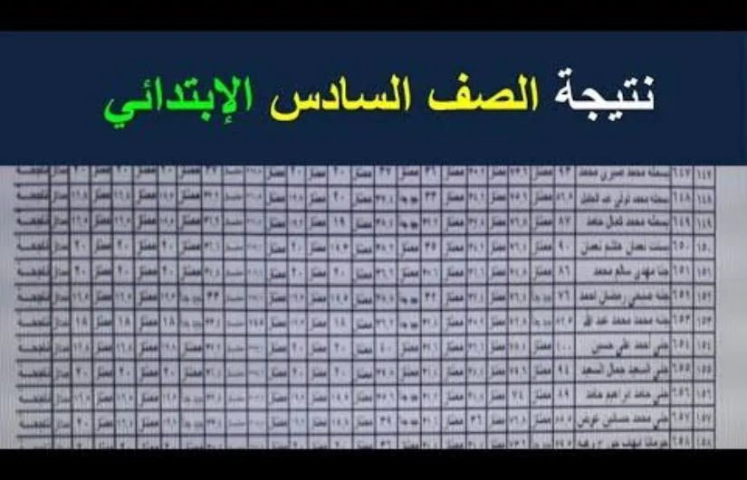 نتيجة الصف السادس الابتدائي