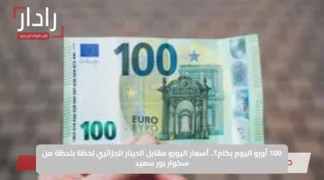 100 أورو اليوم بكام؟.. أسعار اليورو مقابل الدينار الجزائري لحظة بلحظة من سكوار بور سعيد