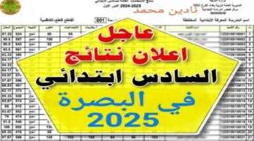 Download نتائج السادس الابتدائي البصرة 2025 الدور الأول عبر موقع نتائجنا.. بالرقم الامتحاني