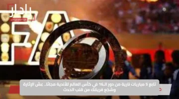تابع 5 مباريات نارية من دور الـ16 في كأس العالم للأندية مجانًا.. عِش الإثارة وشجّع فريقك من قلب الحدث