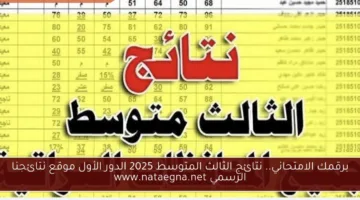نتائج الثالث المتوسط في العراق الدور الاول 2025 رابط موقع نتائجنا