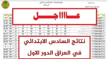 تم الرفع.. نتائج صف سادس ابتدائي 2025 الدور الاول موقع نتائجنا 
