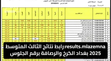 results.mlazemna:رابط نتائج الثالث المتوسط 2025 بغداد الكرخ والرصافة برقم الجلوس