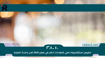 «فرص استثمارية» أعلى شهادات ادخار في مصر 2025 الآن بأحدث المزايا