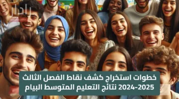 خطوات استخراج كشف نقاط الفصل الثالث 2024-2025 نتائج التعليم المتوسط البيام